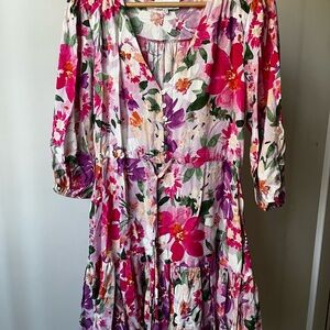 Floral Pink and Purple Women's Dress